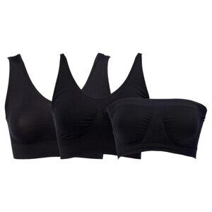 Rhonda Shear 3 Pk Best of Ahh Bra Size Small Stretch Seamless Black Lounge 650.8